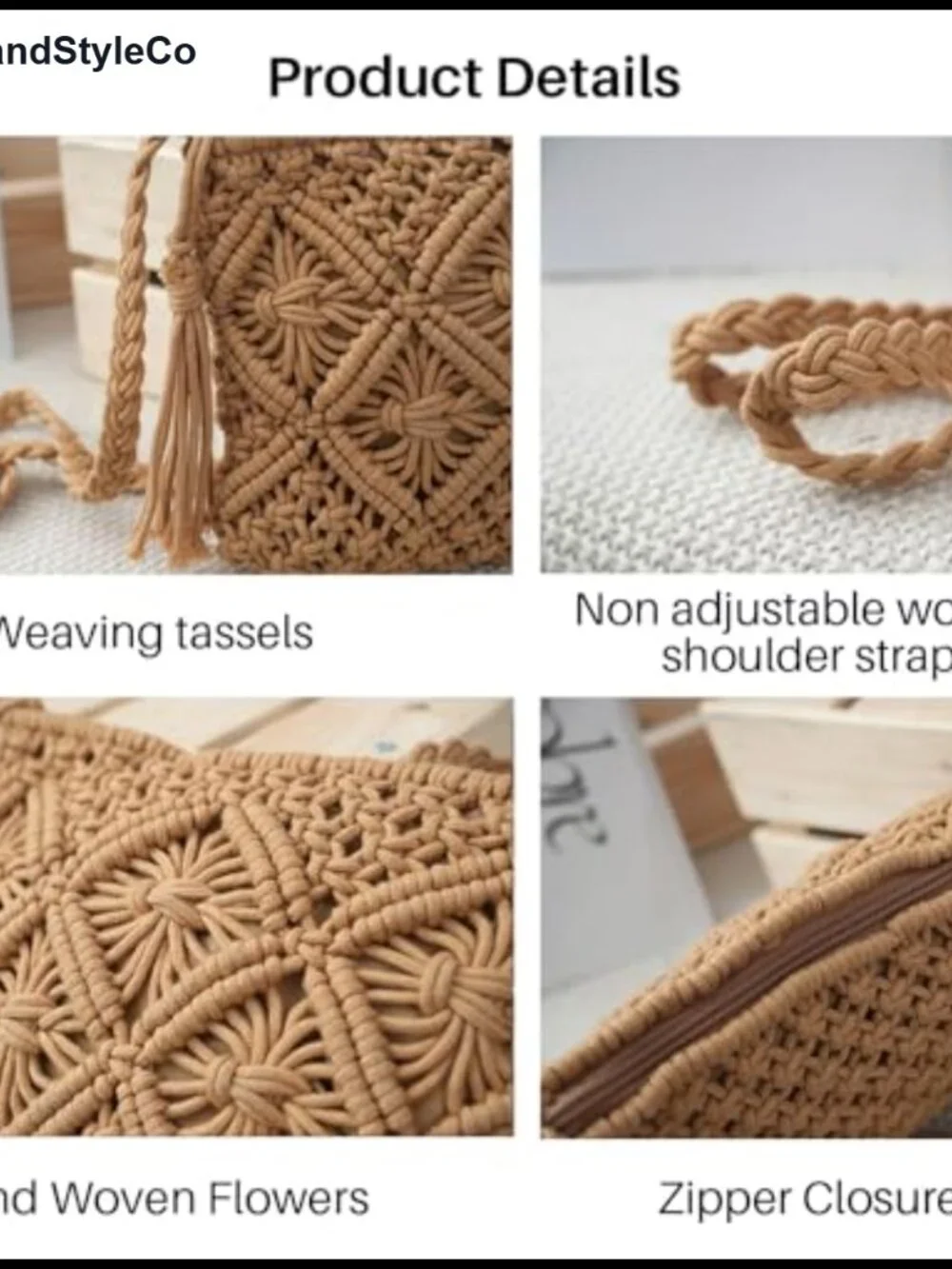 Boho Crochet Crossbody Bag Women's Woven Straw Beach Shoulder Purse with Tassel
